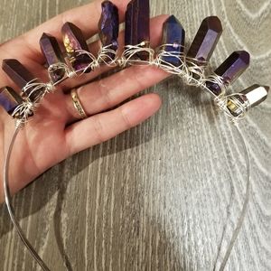 Raw quartz crystal renaissance head tiara